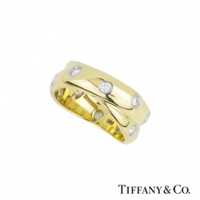 Tiffany & Co. 18k Yellow Gold Diamond Set Crossover Etoile Ring
